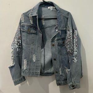 She & Sky sequin denim jacket